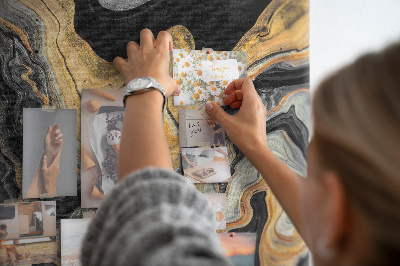 Kurk met print abstracte marmergolven in goud en zwart
