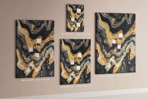 Kurk met print abstracte marmergolven in goud en zwart
