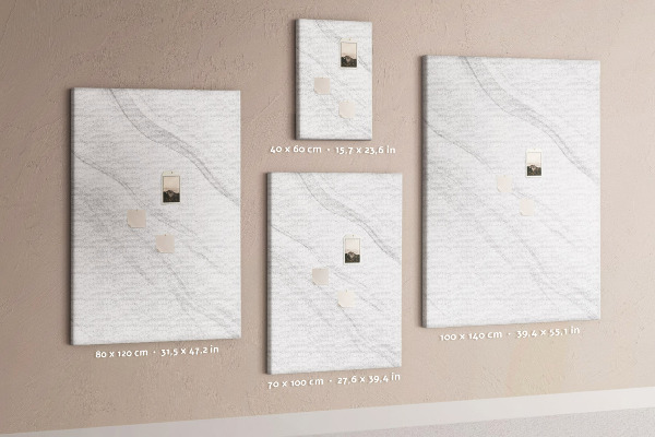 Kurken memobord met elegant grijs marmerpatroon