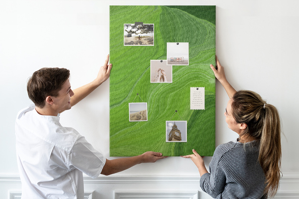 Kurk bedrukken met groene golven en delicate lijnen