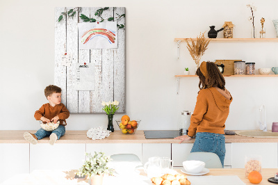 Kurken memobord rustieke planken met delicate takken