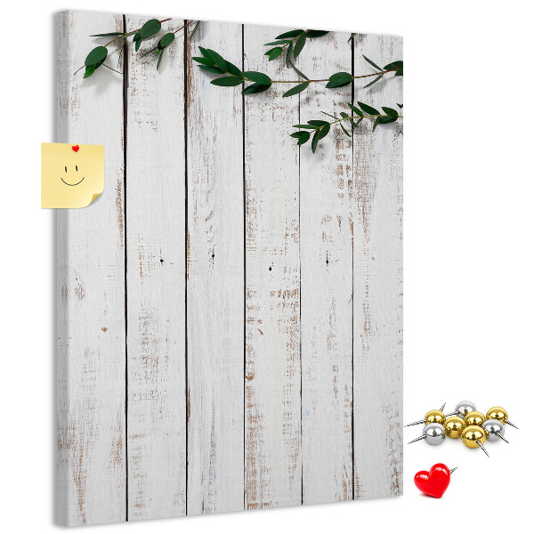 Kurken memobord rustieke planken met delicate takken