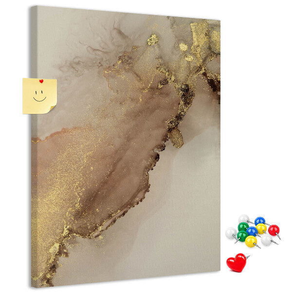 Memobord van kurk met abstract patroon en gouden accenten