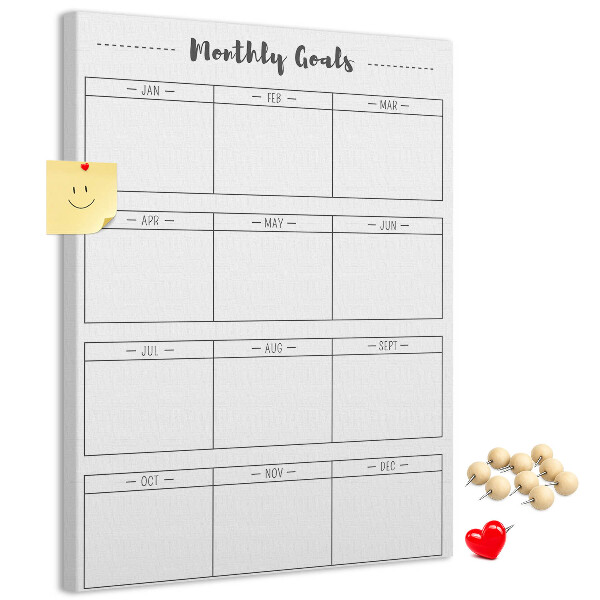 Maandelijkse doelenplanner voor organisaties met kurkbedrukking