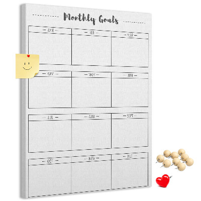 Maandelijkse doelenplanner voor organisaties met kurkbedrukking