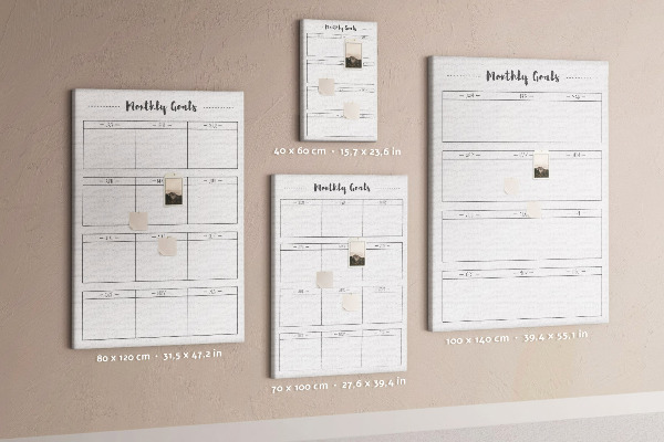 Maandelijkse doelenplanner voor organisaties met kurkbedrukking