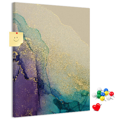 Kurken prikbord met abstract patroon en paarse accenten
