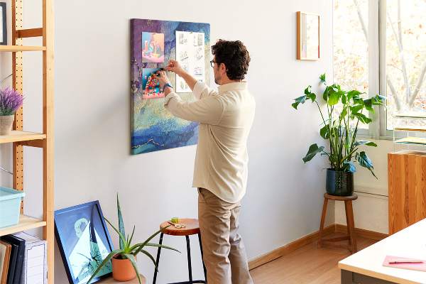 Kurk met bedrukking abstract patroon in blauwe tinten
