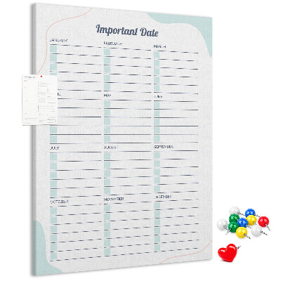 Kurk memobord maandplanner met kleurrijke accenten
