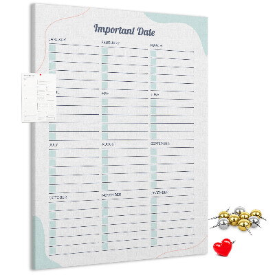 Kurk memobord maandplanner met kleurrijke accenten