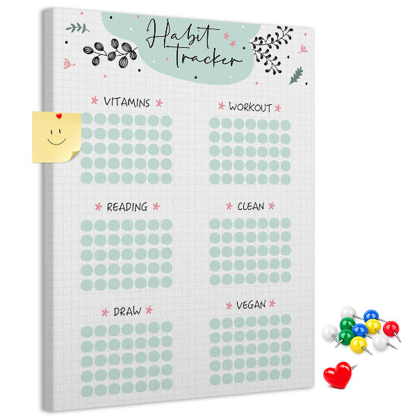 Kurken prikbord minimalistische gewoonteregistratie