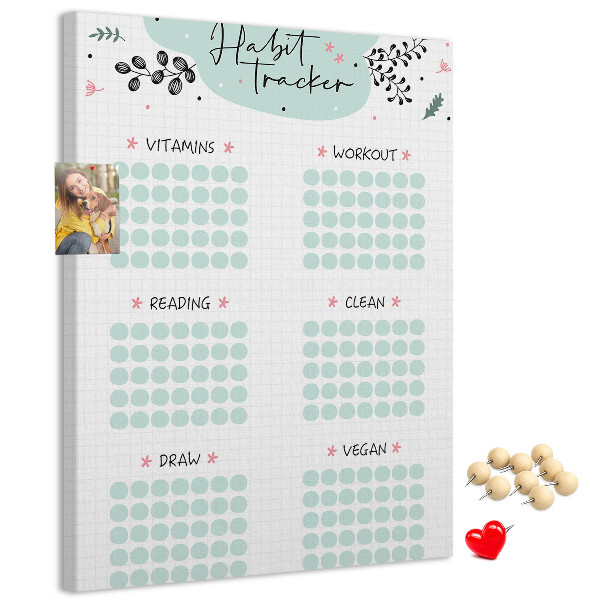 Kurken prikbord minimalistische gewoonteregistratie