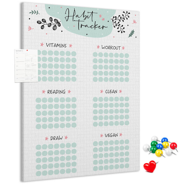 Kurken prikbord minimalistische gewoonteregistratie