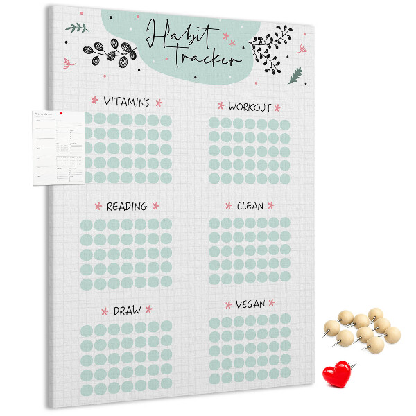 Kurken prikbord minimalistische gewoonteregistratie