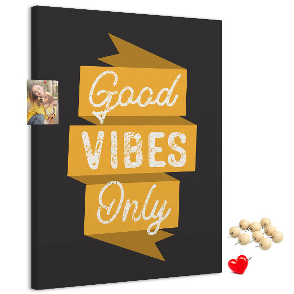 Kurk bedrukken met positieve vibes op een donkere achtergrond