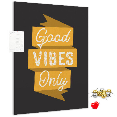 Kurk bedrukken met positieve vibes op een donkere achtergrond