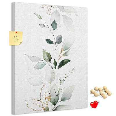Memobord van kurk met fijne blaadjes in verschillende tinten groen