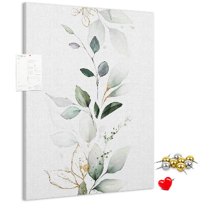 Memobord van kurk met fijne blaadjes in verschillende tinten groen
