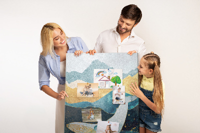 Prikbord van kurk met een walvis te midden van metershoge oceaangolven