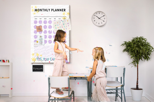 Kurk bedrukken maandplanner met gekleurde stippen