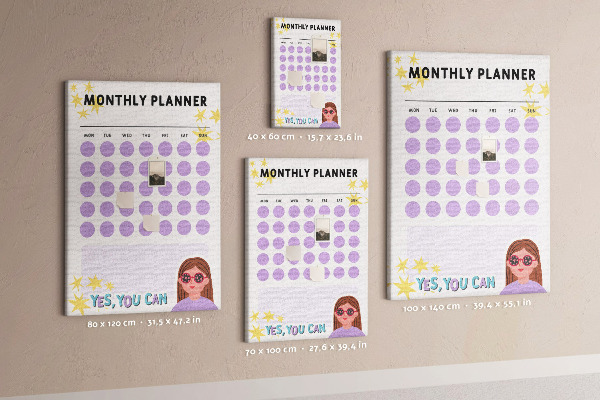 Kurk bedrukken maandplanner met gekleurde stippen