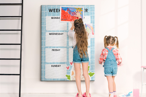 Kurken memobord weekplanner met een schattige kat