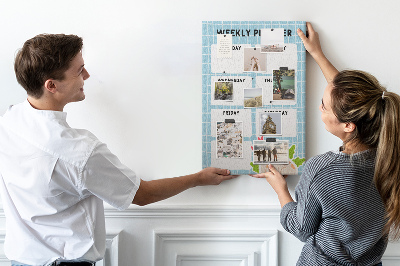 Kurken memobord weekplanner met een schattige kat