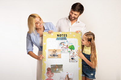 Kurken memobord notitieboekje met hartjes en een kopje