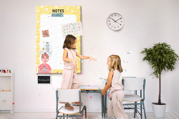 Kurken memobord notitieboekje met hartjes en een kopje