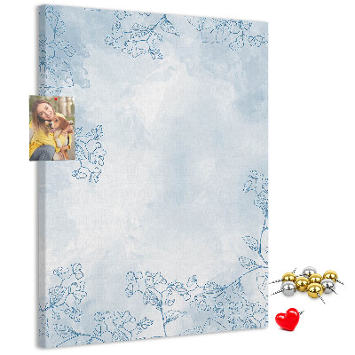 Kurk bedrukken fijne blauwe bloemen op een aquarelachtergrond
