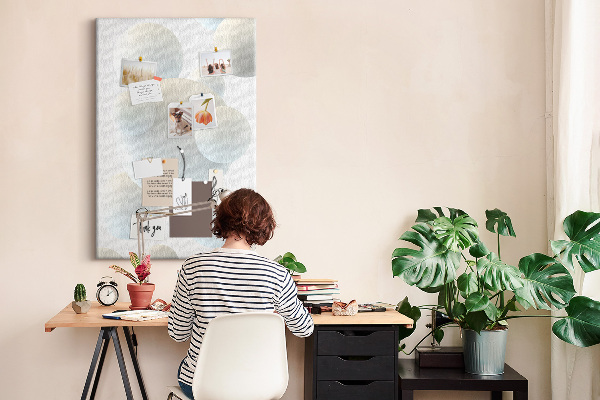 Memobord van kurk met print van abstracte witte bollen