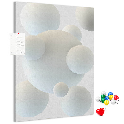 Memobord van kurk met print van abstracte witte bollen
