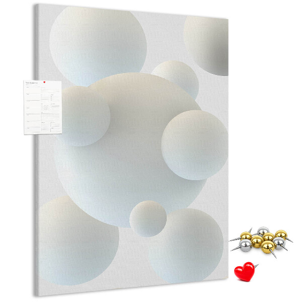 Memobord van kurk met print van abstracte witte bollen