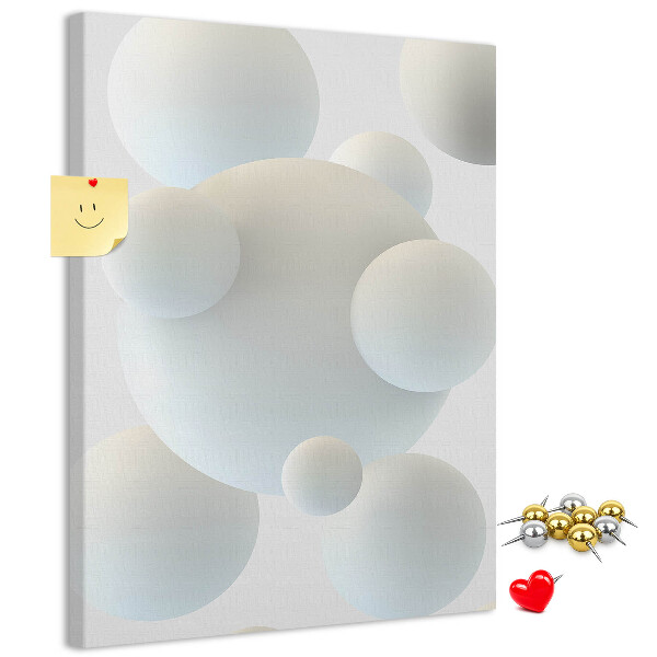 Memobord van kurk met print van abstracte witte bollen