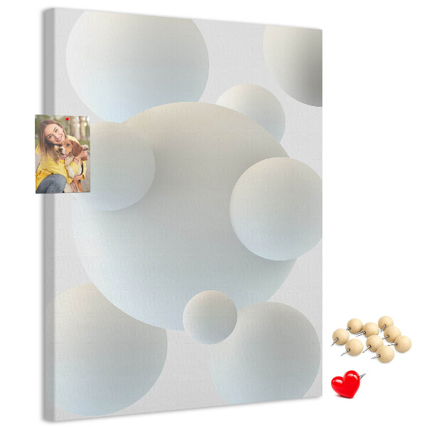 Memobord van kurk met print van abstracte witte bollen