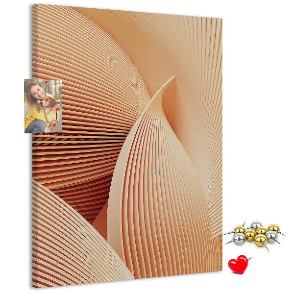 Kurken memobord met golvend patroon in beigetinten