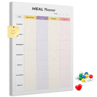 Kurken prikbord met maaltijdplanner voor de hele week