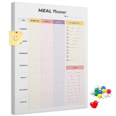 Maaltijdplanner met gekleurde secties en bedrukking