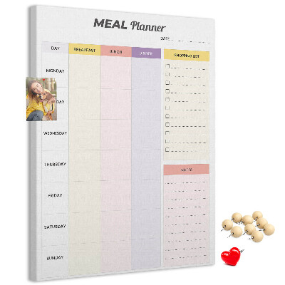 Maaltijdplanner met gekleurde secties en bedrukking