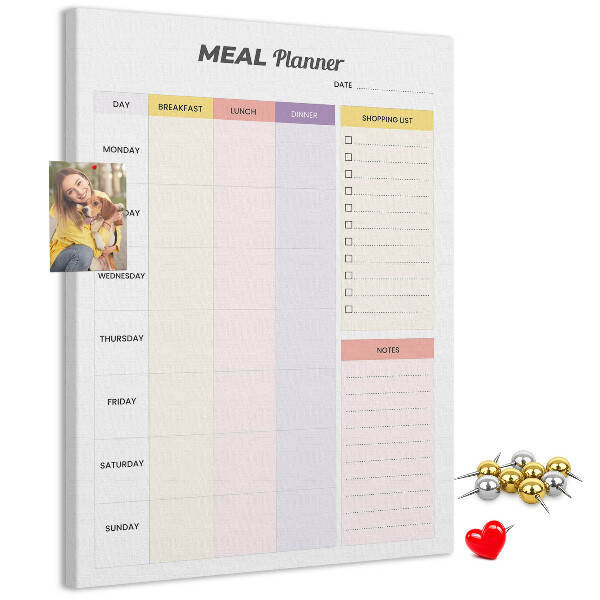 Maaltijdplanner met gekleurde secties en bedrukking