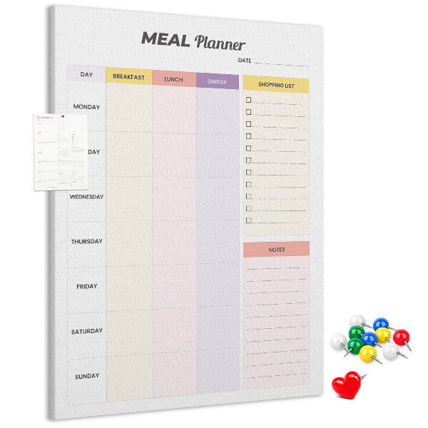 Maaltijdplanner met gekleurde secties en bedrukking