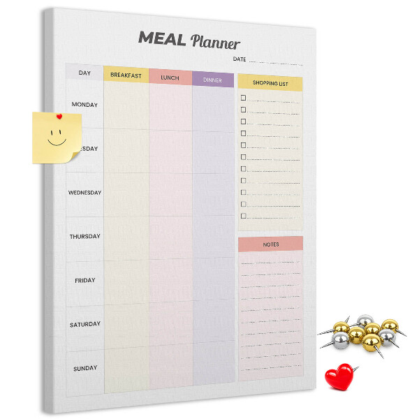 Maaltijdplanner met gekleurde secties en bedrukking