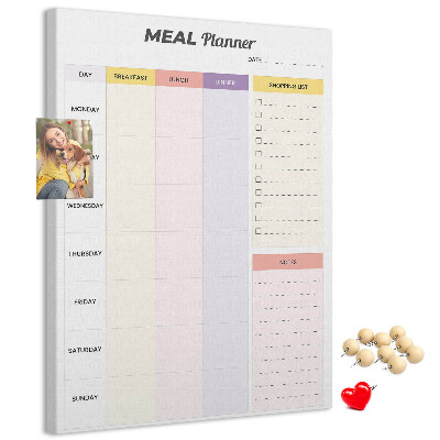 Maaltijdplanner met gekleurde secties en bedrukking