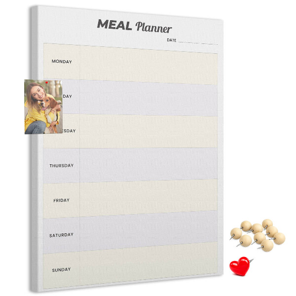 Kurken memobord maaltijdplanner voor de hele week