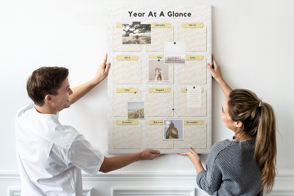 Kurk bedrukken jaarlijkse kalender voor evenementenplanning