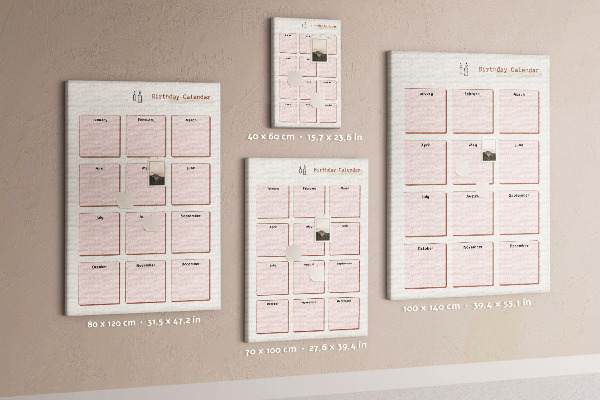Prikbord van kurk verjaardagskalender met ruimte voor notities