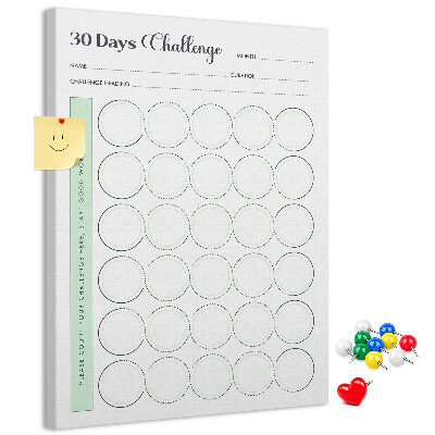 Memobord van kurk voor de 30-dagenuitdaging