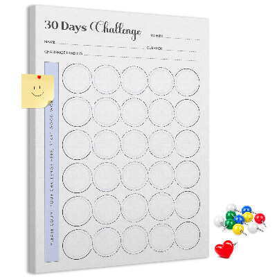 Kurken prikbord 30-dagen challenge met ruimte voor notities