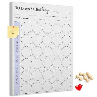 Kurken prikbord 30-dagen challenge met ruimte voor notities