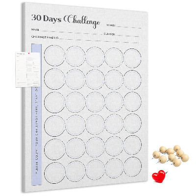 Kurken prikbord 30-dagen challenge met ruimte voor notities